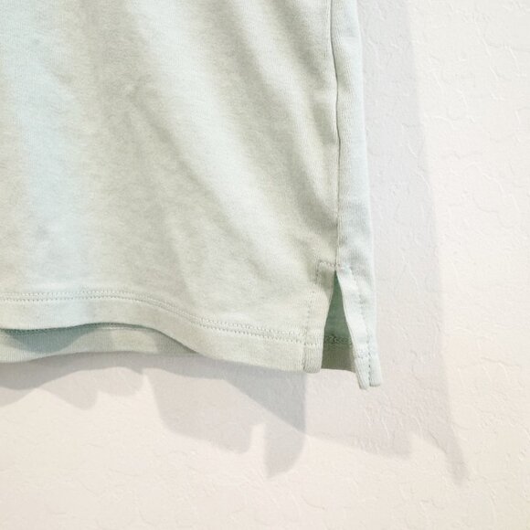 Talbots Split Neck Short Sleeve Basic Tee in Green Blue Casual Boho Size Medium - Picture 3 of 7